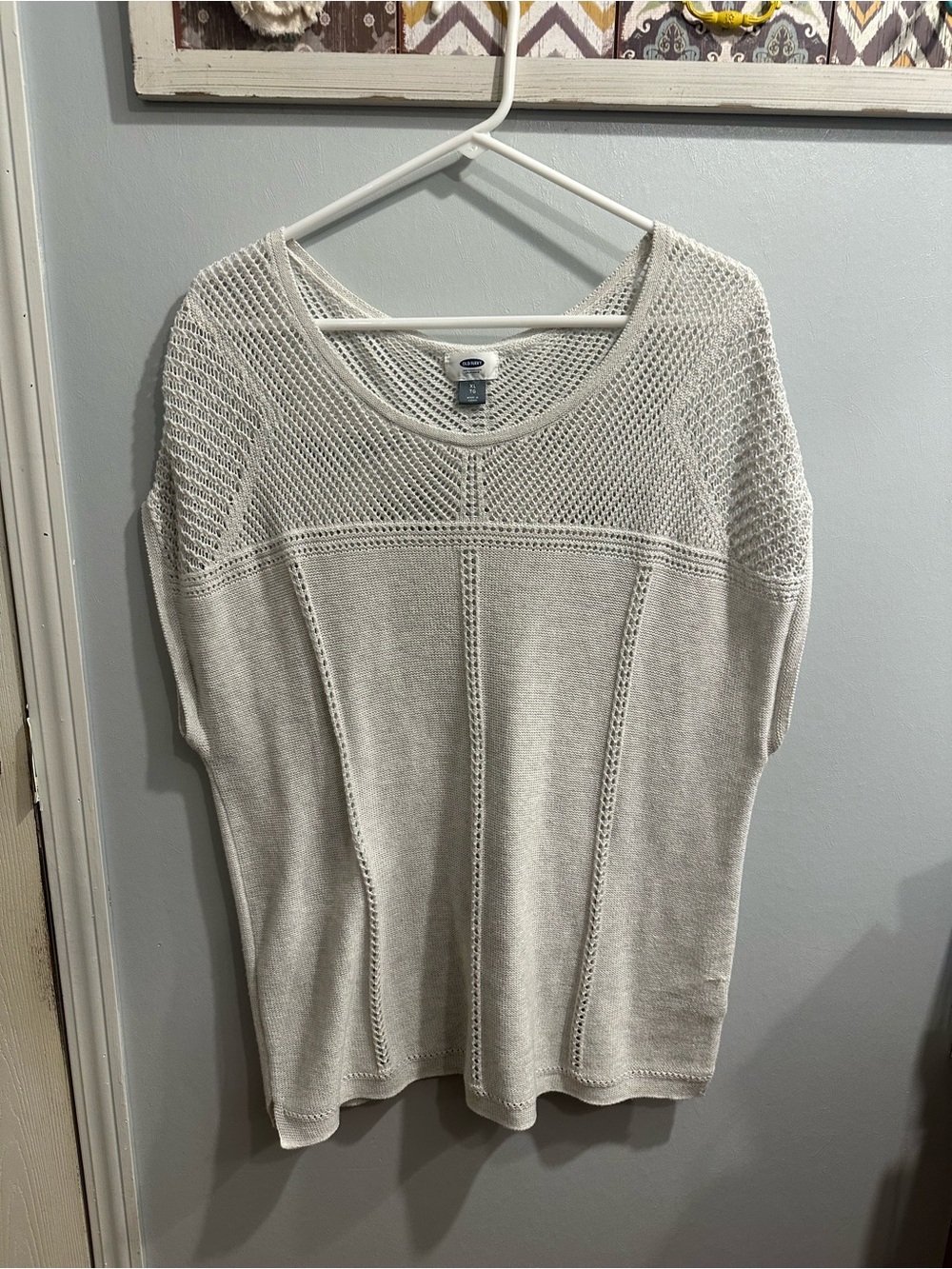 Old Navy Cream Open-Weave Scoop Neck Sweater